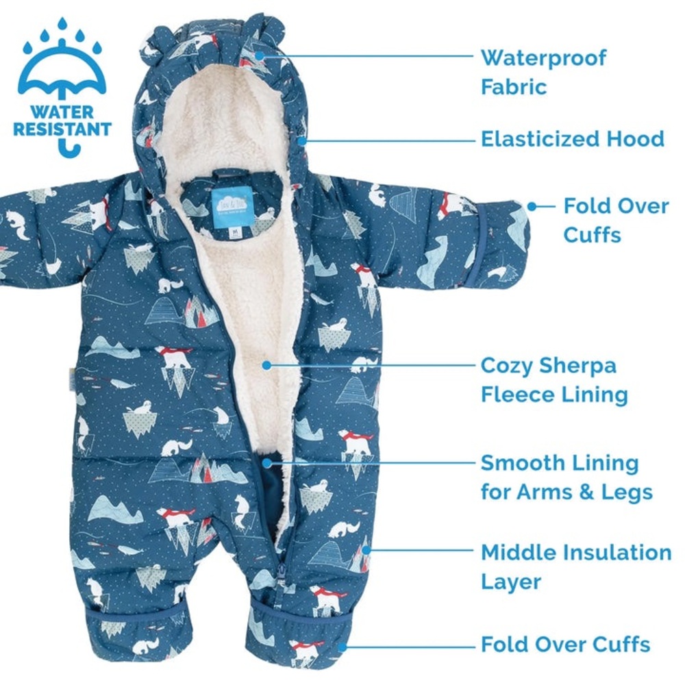 Jan and jul Arctic | Toasty-Dry Puffy Suit - L 12-18 months boy blue